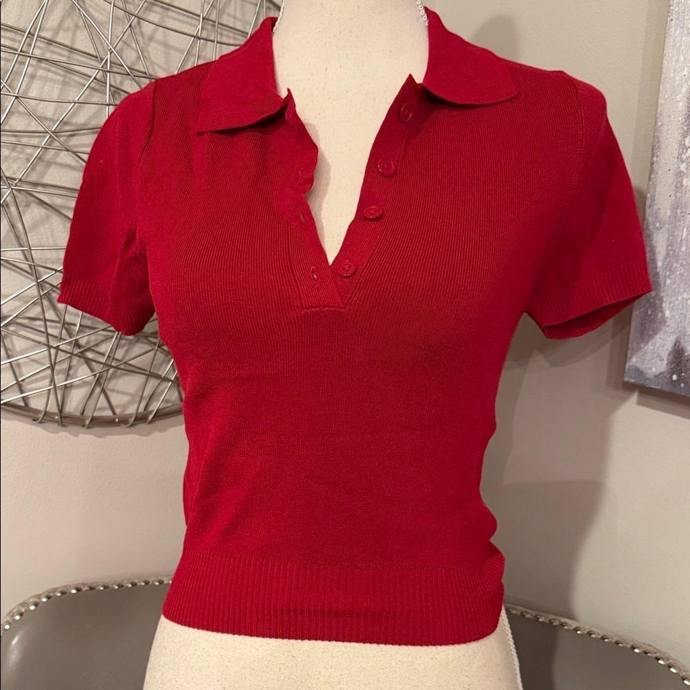 Garage Red Short Sleeve Polo Top
